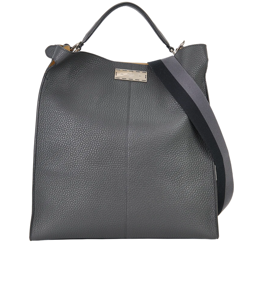 Fendi Peekaboo X-Lite Crossbody Handheld Leather Grey