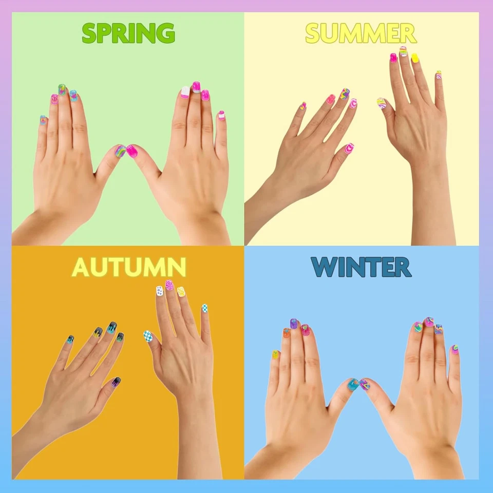 96 Unghie a Pressione Set Di Unghie Finte Artificiali Glow-In-Dark per Bambini C - Immagine 4 di 4