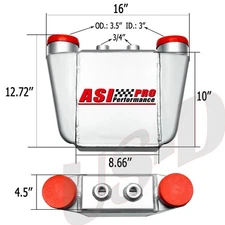 Aluminum Air to Water Intercooler A/W IC 3.5" In/Out Liquid Core 16"x12.72"x4.5"