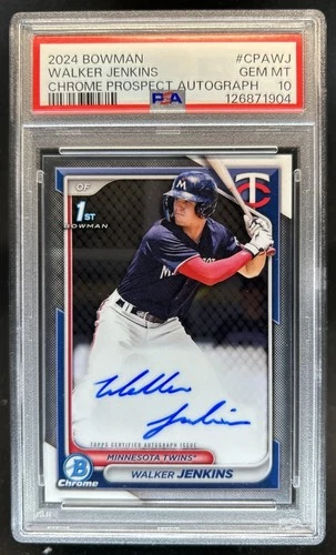 2024 Bowman Walker Jenkins Chrome Auto 1st Prospect #CPA-WJ Twins PSA 10