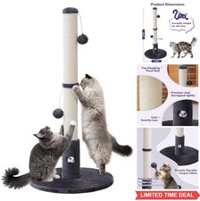 Cat Scratching Post 33 Inch Tall with Sisal Rope Hanging Ball Mouse Hole