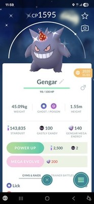 Pokémon Go - Shiny Gengar mit Partyhut | Rare aus 2020