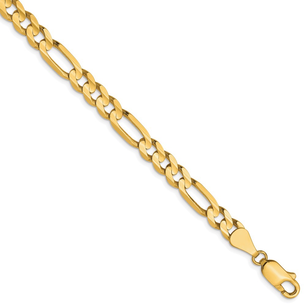 10k Yellow Gold 5.25mm Concave Figaro Chain Bracelet 8