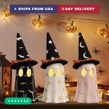 Set of 3 Halloween Ceramic Ghost Halloween Decorations Indoor  Ceramic Ghost Fi