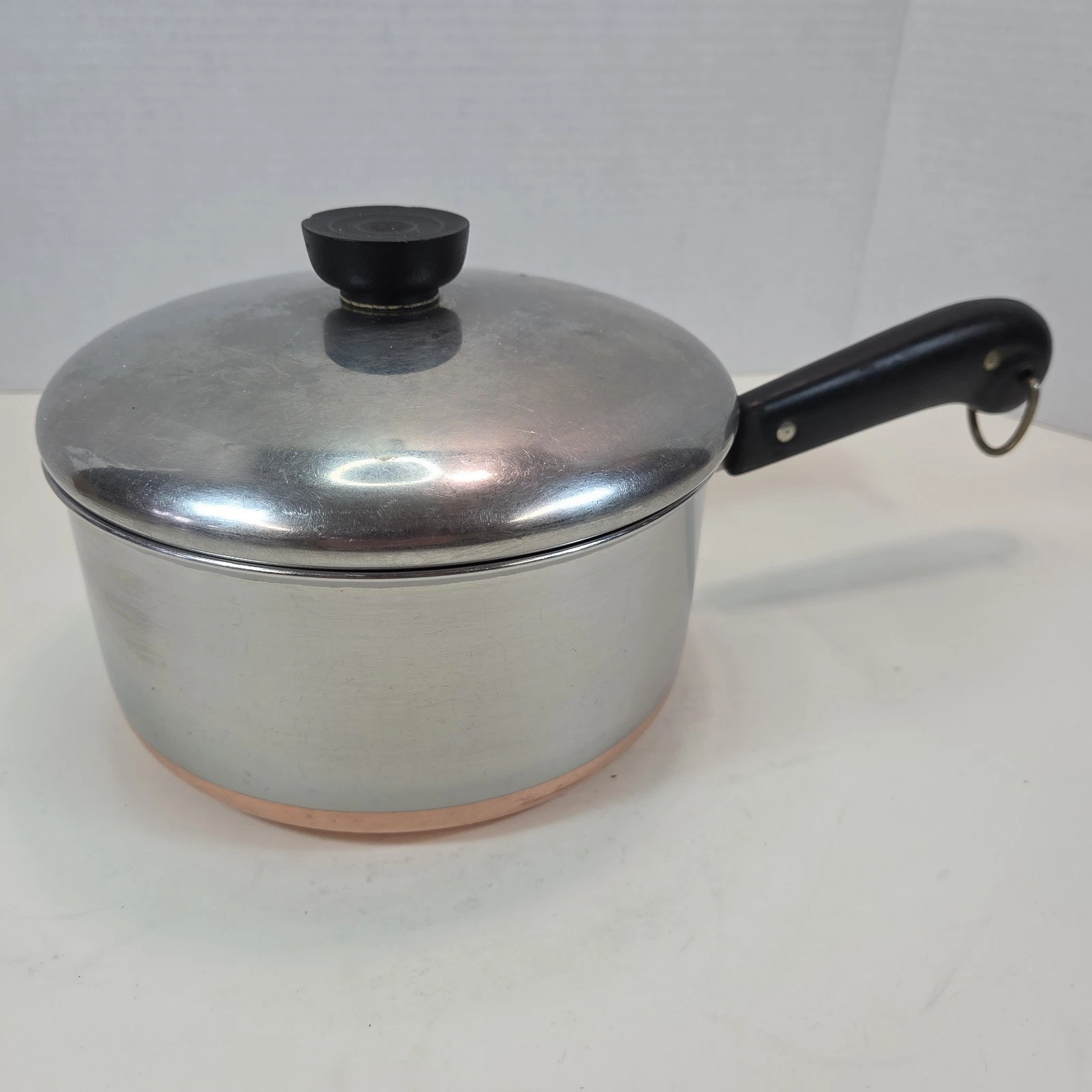 VTG Revere Ware 2 Qt Stainless Steel Sauce Pan Pot Copper Clad Bottom w/Lid