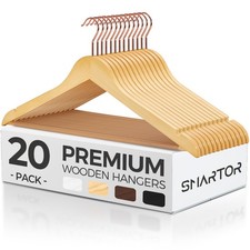 Wooden Hangers 20 Pack, Solid Wood Coat Hanger for Closet, Heavy Duty Wood Ha...