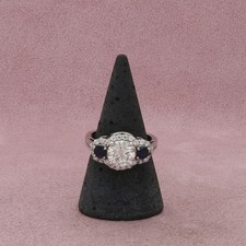 sterling silver round-cut cz  sapphire engagement ring size 8.75