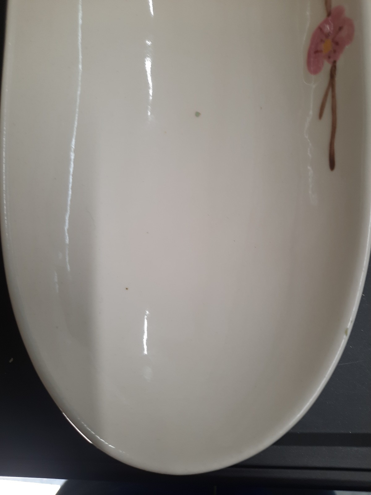 Vintage Metlox Pottery Hand Painted Poppytrail Peach Blossom Celery Dish