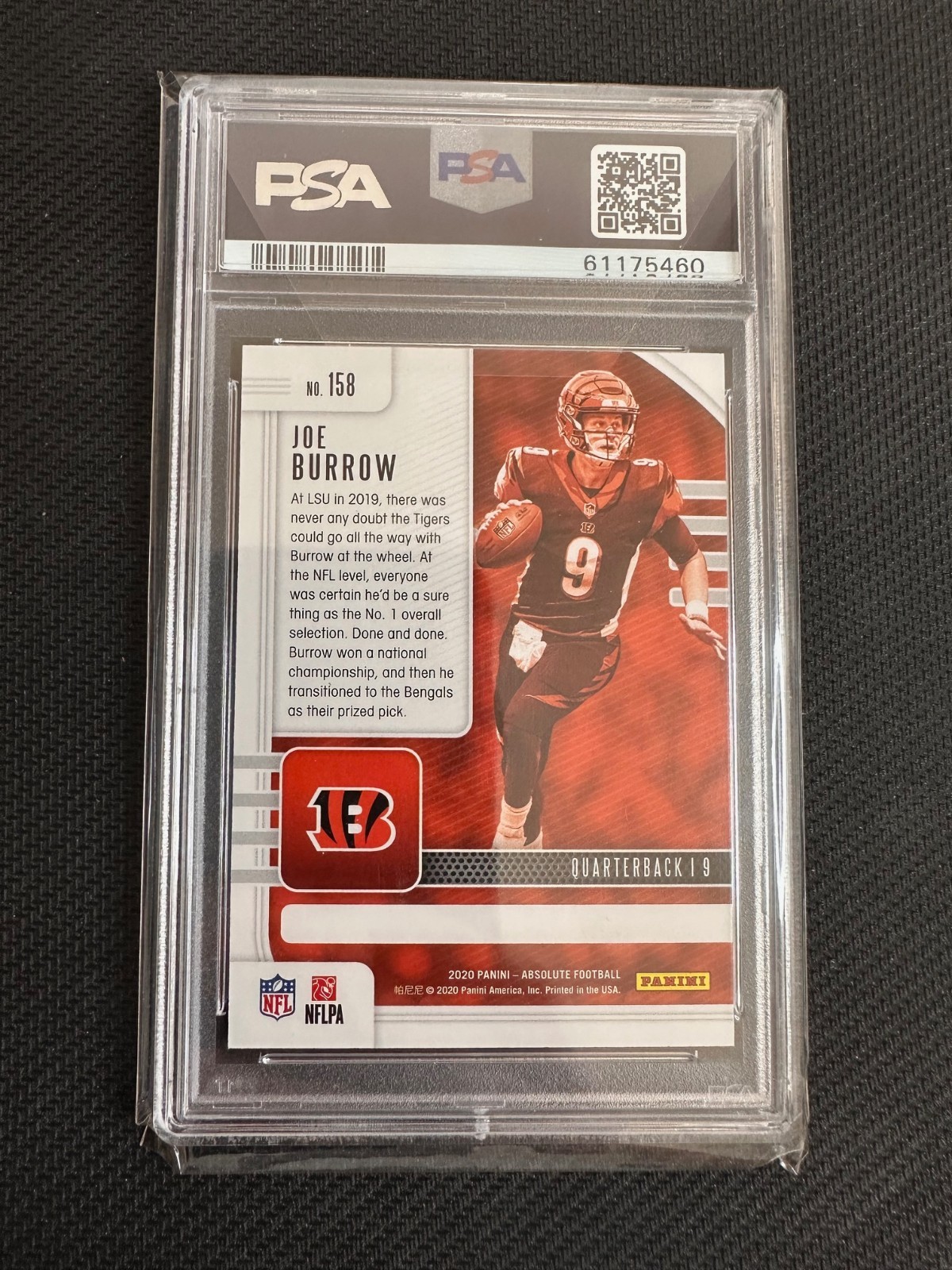 🔥 Panini 2020 Absolute Joe Burrow #158 Rookie PSA 9 Cincinnati Bengals NFL view 2