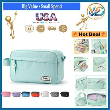 High Capacity Mint Green Pencil Case with 3 Compartments Handle