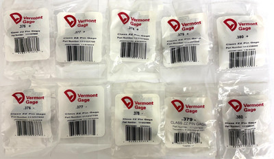 VERMONT GAGE PIN GAGE  CHOOSE SIZES .376 .377 .378 .379 .380 + OR -  PLUS MINUS