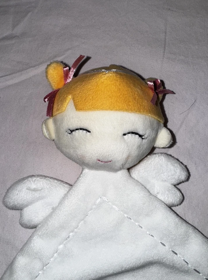 Manta de seguridad Hallmark blanca cómoda niña ángel coletas felpa Lovey Foto 3 de 4