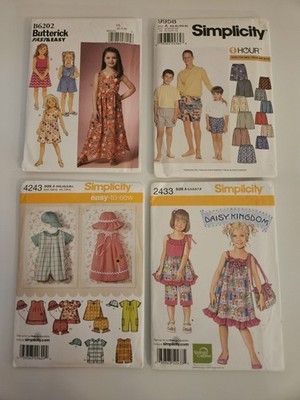 Lot of 4 Vintage Sewing Patterns   Butterick & Simplicity   Dresses, Shorts,...