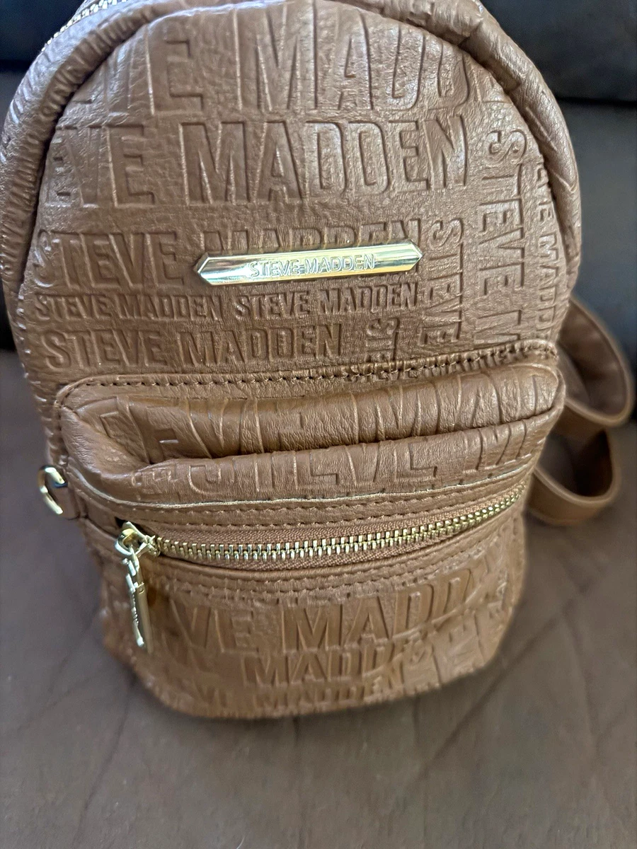 Steve Madden Logo Embossed Backpack With Tassel‎ Camel Brown Gray s-l400.jpg main image 2