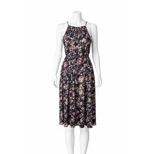 Catherine Catherine Malandrino Dress Women 12 Navy Blue Abstract Floral Halter