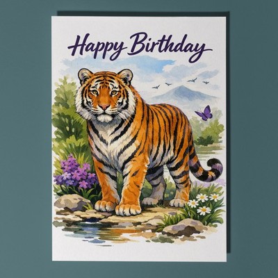 Wildkatzen Party Bengal Tiger: Roaring for You Happy Birthday Karte personalisiert