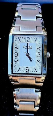 Caravelle by Bulova Men's Quartz Rectangle Two-Tone Bracelet Textured Dial 30m