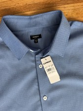 Express Men's Slim Fit Blue Textured Shirt Size XL
