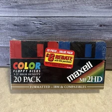 Maxell MF2HD Formatted IBM Micro Floppy Disk Double Density 3.5" 20-Pack Sealed