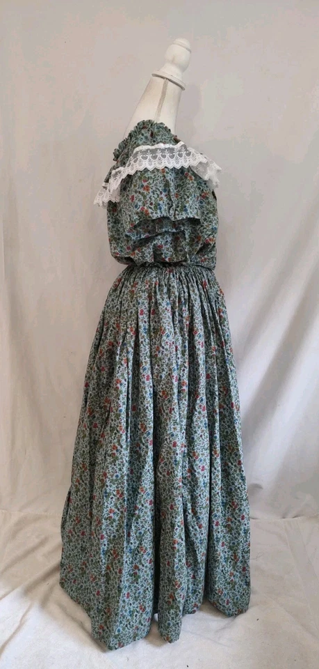 Conjunto de Vestido Prairie Country Southern Look Azul Estampado Floral Falda Completa XL Foto 4 de 4