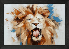 Quadro ruggito leone incorniciato wall art poster stampa su tela quadro