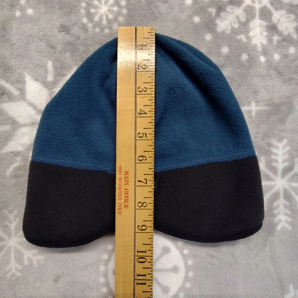 Boné de inverno vintage Nike Polartec gorro de lã logotipo azul preto - Imagem 3 de 4