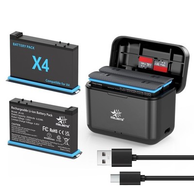 melasta Wiederaufladbarer Lithium Akku für Insta360 X4,2 Stück 2500 mAh Ersat...