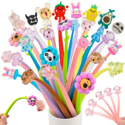 30 Kristalle Gelschreiber Set Kawaii Gel Stifte Tiere und Blumen Fidget Pen