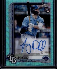 2025 Topps Chrome Rookie Autographs Aqua Wave Logan Driscoll 199