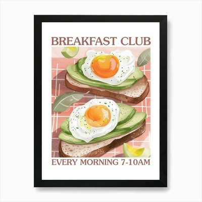 Breakfast Club Pochierte Eier 1 Kunst P Gerahmtes Wandbild Poster Leinwanddruck Bild