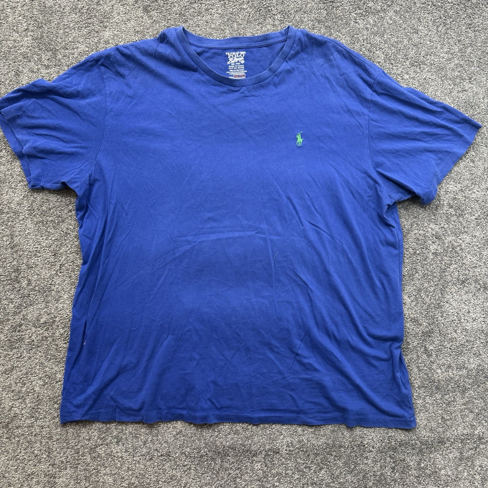 Polo Ralph Lauren T Shirt Mens 2XL Blue Cotton Short Sleeve Pony Logo Crewneck