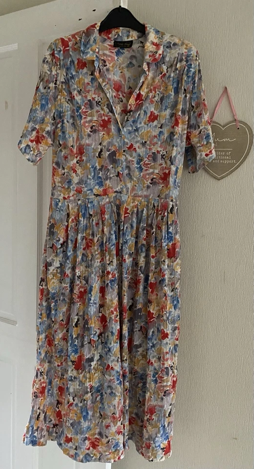 Vintage Mandy Marsh Floral Tea Dress Size 12 Made In England Classic Retro - Image 2 of 4
