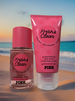 New Victoria's Secret Pink Scented Body Mist & Lotion Fresh & Clean Set 2.5 oz