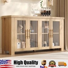 59" Buffet Cabinet with Storage, Sideboard Credenza with Tempered Glass Doors