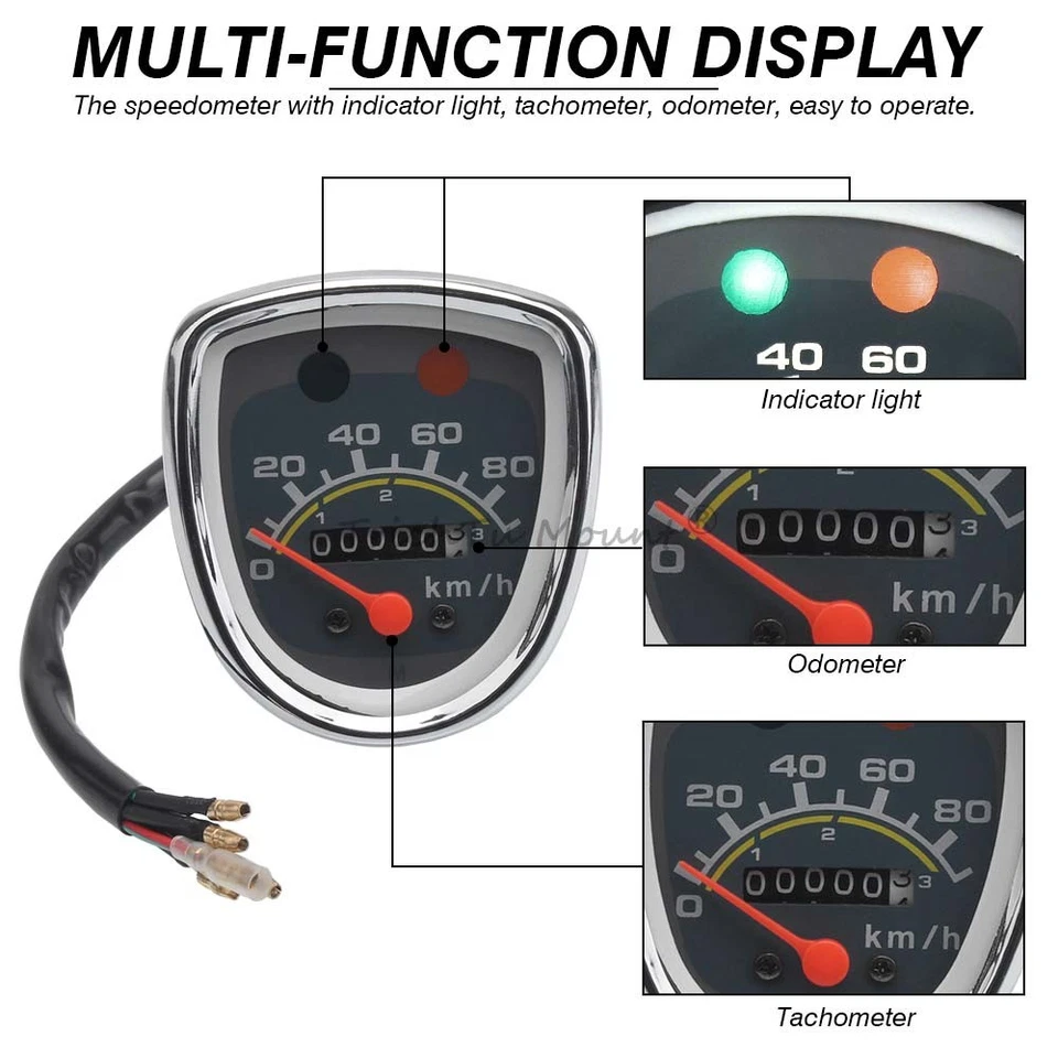 Velocímetro velocímetro medidor instrumento para scooters Honda Passport C50 C70 C90 Foto 4 de 4