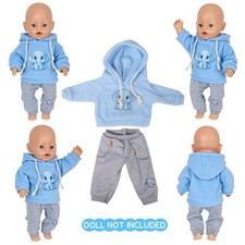 Kids Fashion Doll Sport Hoodie Outfit Sweatershirt Pants Set for 43CM Reborns