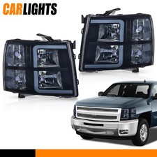 Fit For 07-13 Chevy Silverado 1500 2500 3500 Led Drl Tube Headlights Smokeblack Fit For 07-13 Chevy Silverado 1500 2500 3500 Led Drl Tube Headlights Smokeblack