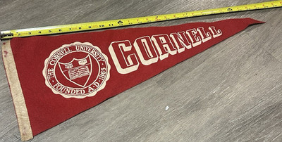 Cornell University Red Felt Pennant Flag Banner w/ Seal ''Founded A.D. 1865'' VTG