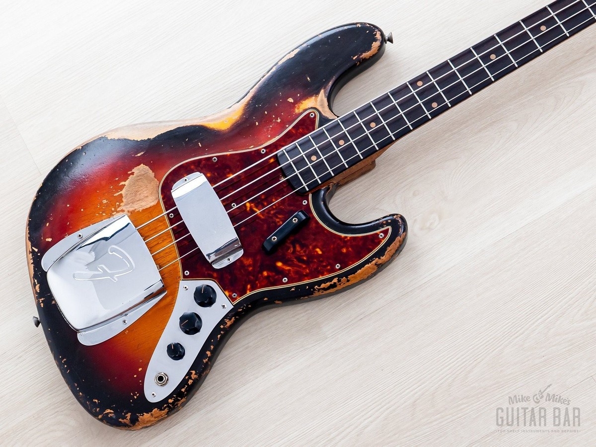 1962 Fender Jazz Bass Vintage Pre-CBS Slab Board, Sunburst w/ Case