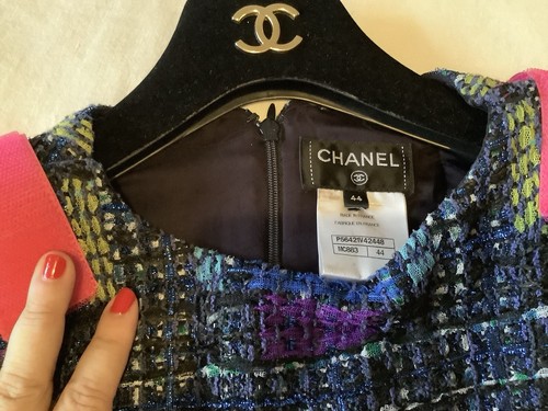 Chanel Iconic 17P Multicolor Tweed Blue Pink Dress 38 40 42 44 - 第 3/17 張圖片