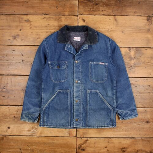 Vintage WearGuard Workwear Jacket M 80s Denim Chore Barn Coat Blanket Lined