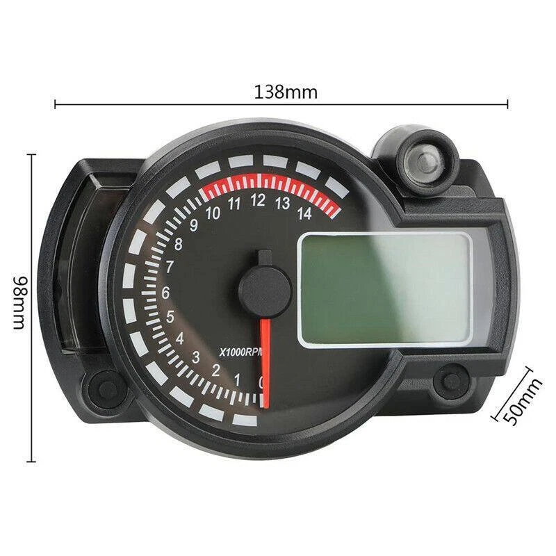 Velocímetro digital ajustable 15000 rpm para moto LCD calibre tacómetro odómetro Foto 4 de 4