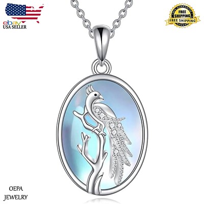 925 Sterling Silver Phoenix Necklace Moonstone Phoenix Necklace for Women 