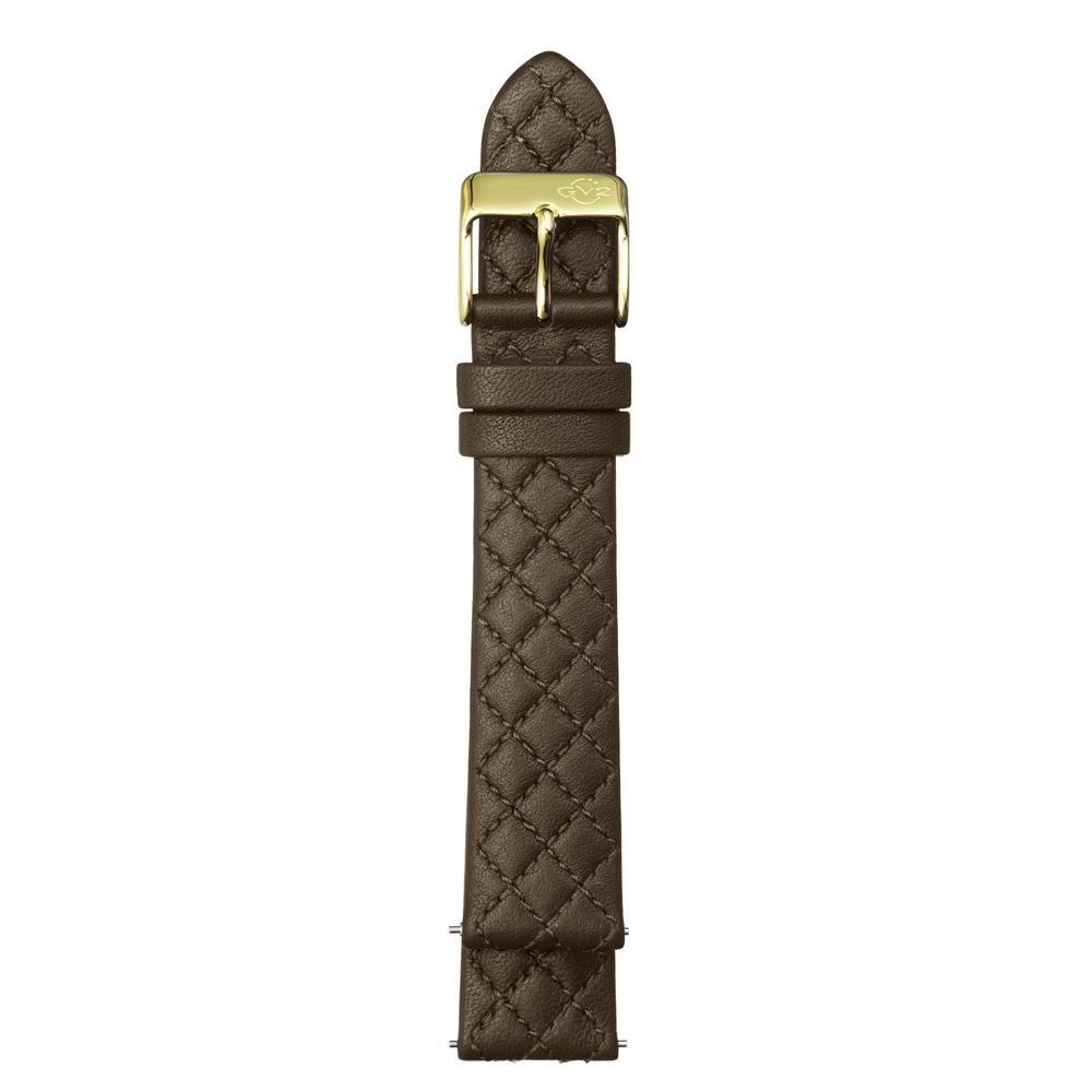 Gv2 By Gevril 18mm Handmade Quilted Brown Strap Gold