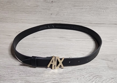 A/X ARMANI EXCHANGE 100% Leather Belt Black With Buckle Made