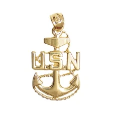 New 14k Yellow Gold U.S. Navy Anchor Pendant