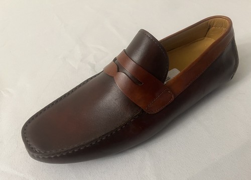 NIB Magnanni Dual-Tone Brown Leather Penny Detailed Drivers EU43/10US *Sold Out* - Picture 6 of 24