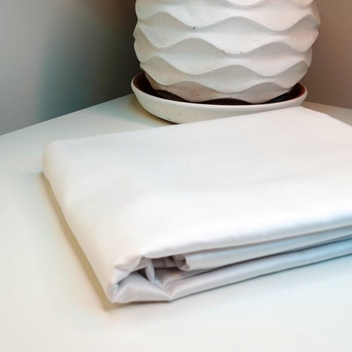 Ultra Soft Bed Fitted Sheet 100% Cotton Satin Deep 25cm White Snow Single Double - Afbeelding 1 van 3