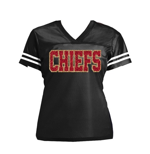 Maglietta Chiefs Glitter, Kansas City, Oro Rosso, Small Medium Large XL 2XL, Donna - Foto 9 di 16