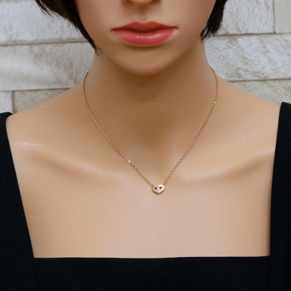 CARTIER Necklace K18 Pink Gold diamond C heart used eBay